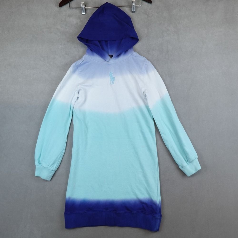 Polo Ralph Lauren Girls Big Pony Ombre Spa Terry Sweatshirt Dress Blue L (12-14)